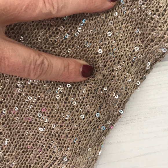 Gold sequence knit blouse- matty m. - Picture 4 of 5